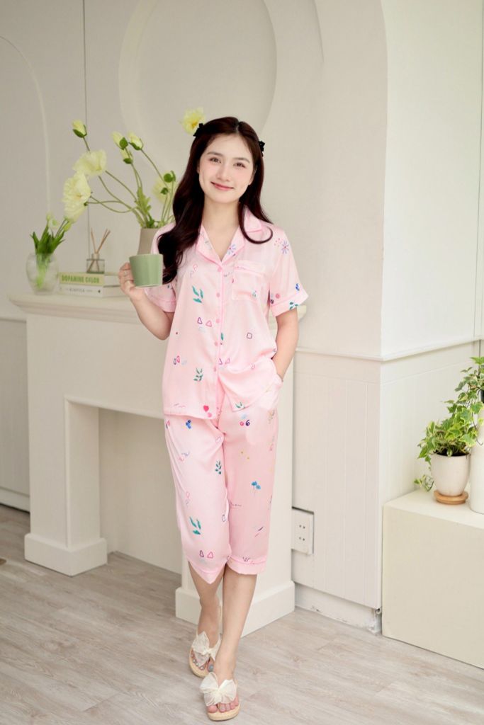 Pijama lụa Latin TNQL - Betti Pink