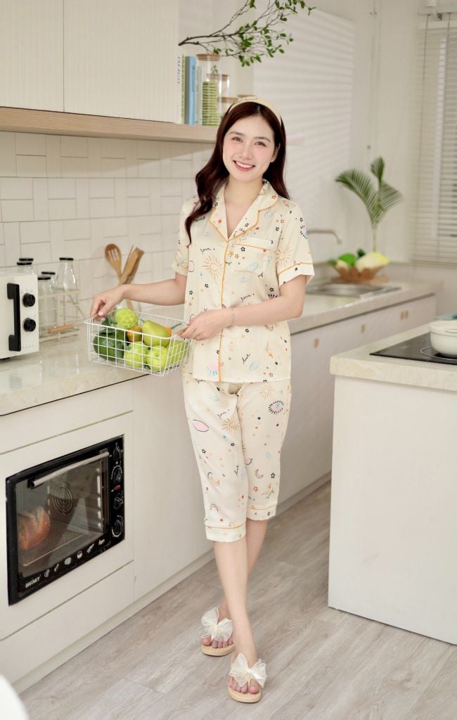 Pijama lụa Latin TNQL - Lucky Cream