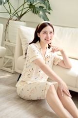 Pijama lụa Latin TNQL - Lucky Cream