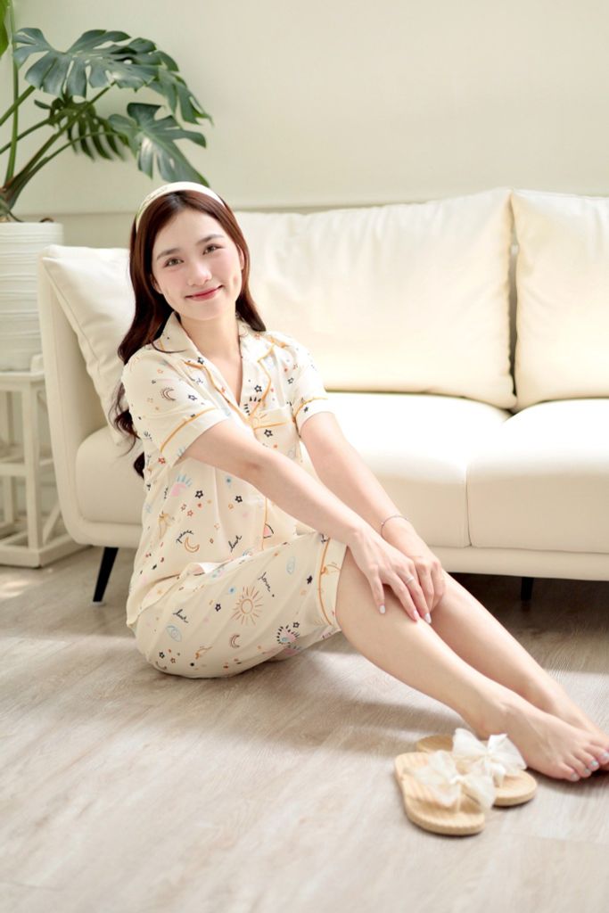 Pijama lụa Latin TNQL - Lucky Cream