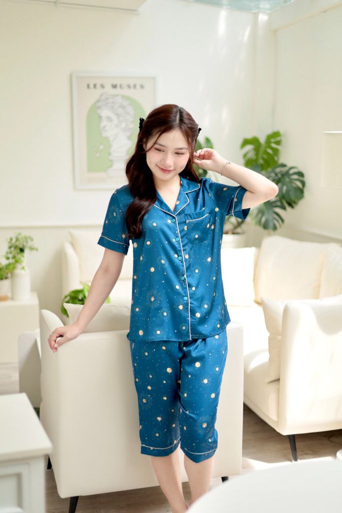 Pijama lụa Latin TNQL - Comet Mallard Green