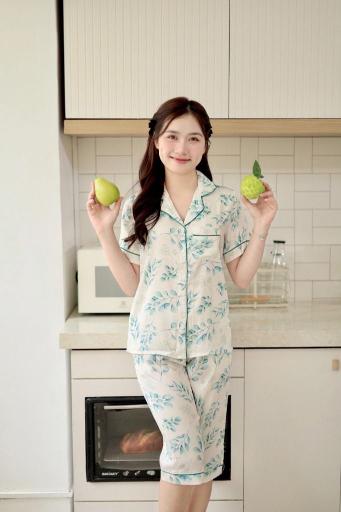 Pijama lụa Latin TNQL - Fiore Ivory