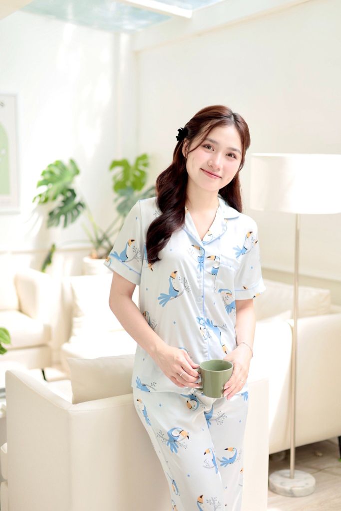 Pijama lụa Latin TNQL - Toco Light Blue