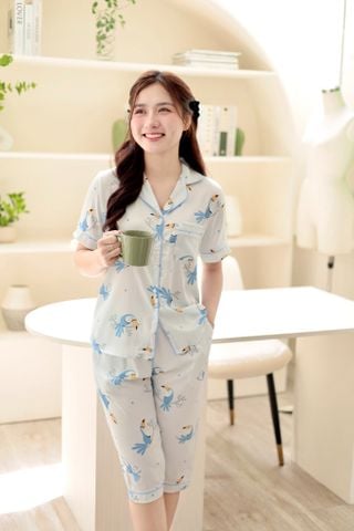 Pijama lụa Latin TNQL - Toco Light Blue