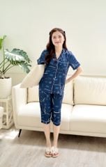Pijama lụa Latin TNQL - Leni Dark Blue