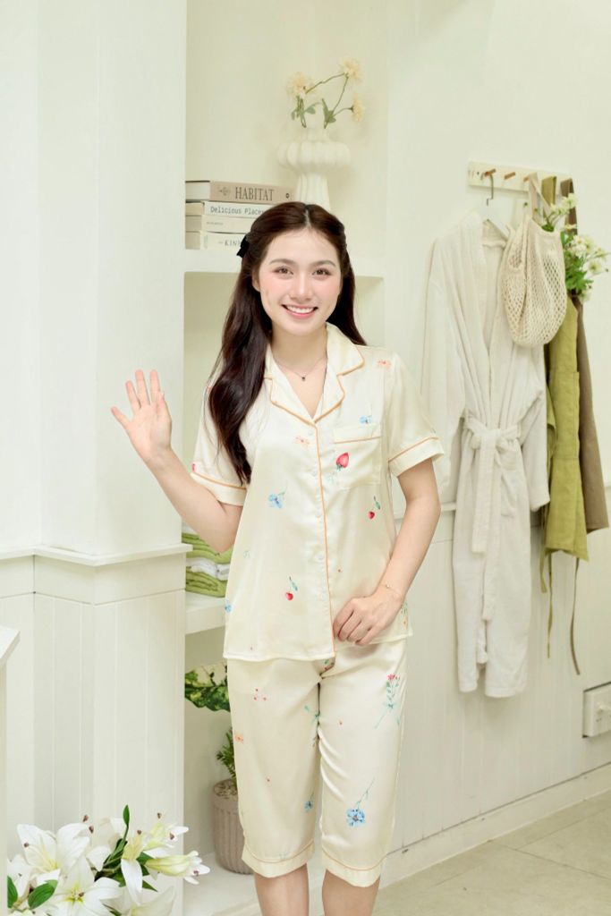 Pijama lụa Latin TNQL - Brisa Cream