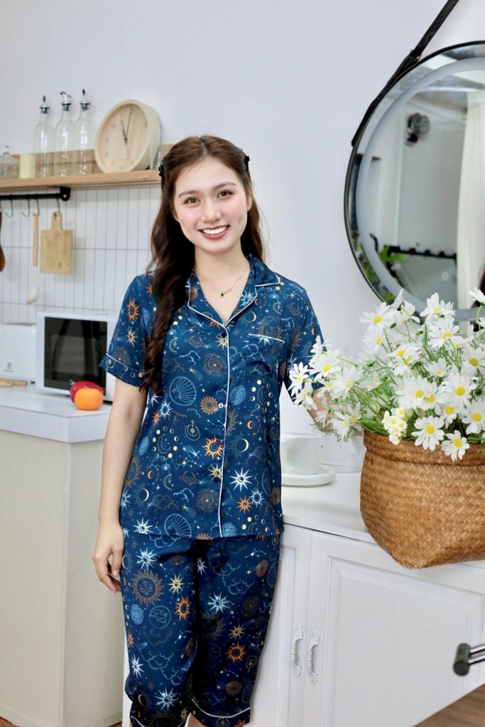 Pijama lụa Latin TNQL - Cosmic Mallard Green