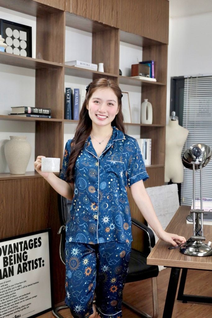 Pijama lụa Latin TNQL - Cosmic Mallard Green