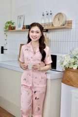 Pijama lụa Latin TNQL - Leaf Blush Pink