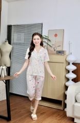 Pijama lụa Latin TNQL - Floral Ivory