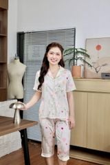 Pijama lụa Latin TNQL - Floral Ivory