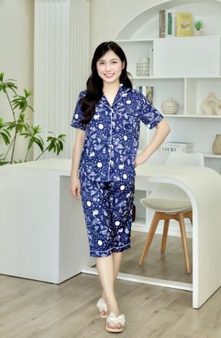 Pijama lụa Latin TNQL - Stellar Navy