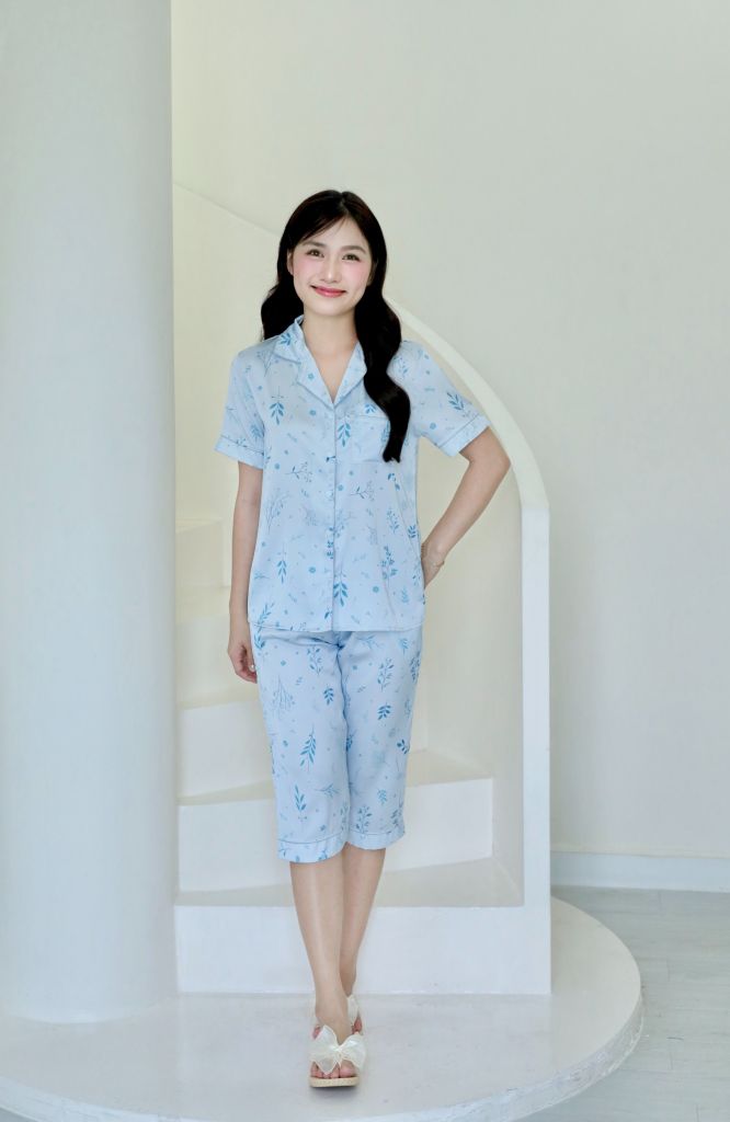 Pijama lụa Latin TNQL - Willow Blue Gray