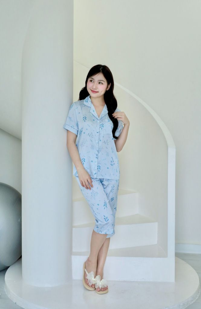 Pijama lụa Latin TNQL - Willow Blue Gray