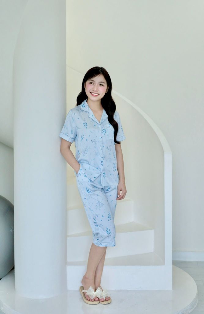 Pijama lụa Latin TNQL - Willow Blue Gray