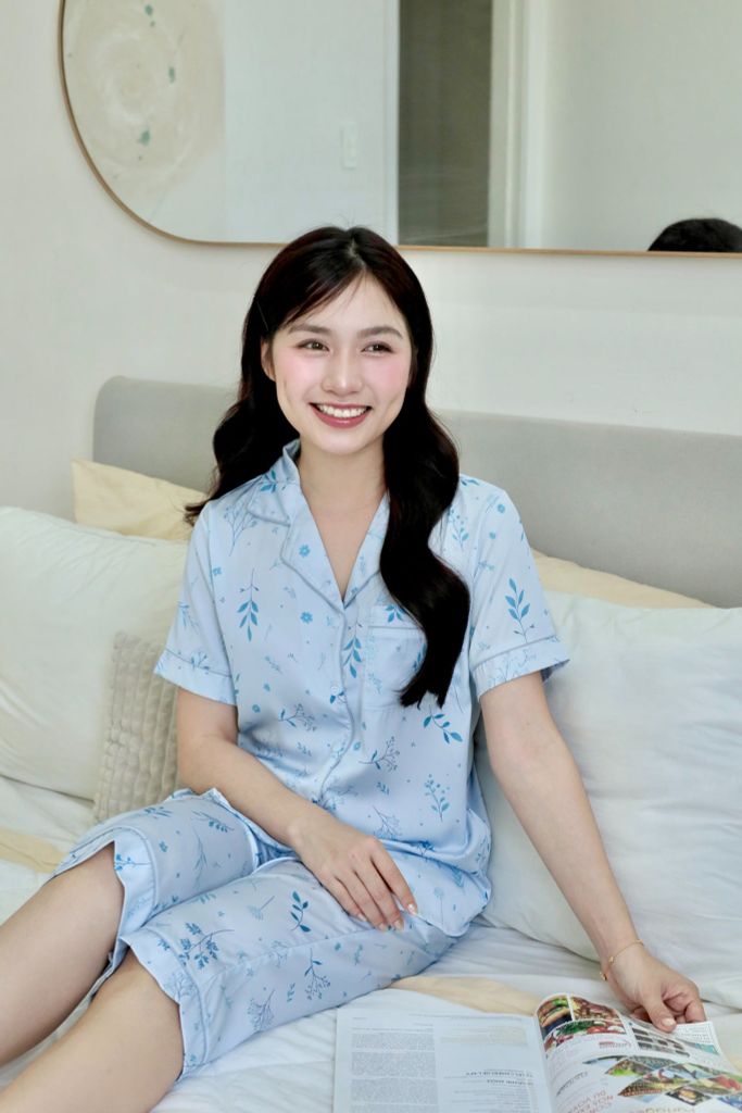Pijama lụa Latin TNQL - Willow Blue Gray