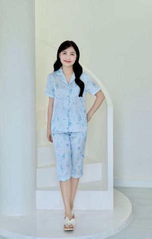 Pijama lụa Latin TNQL - Willow Blue Gray