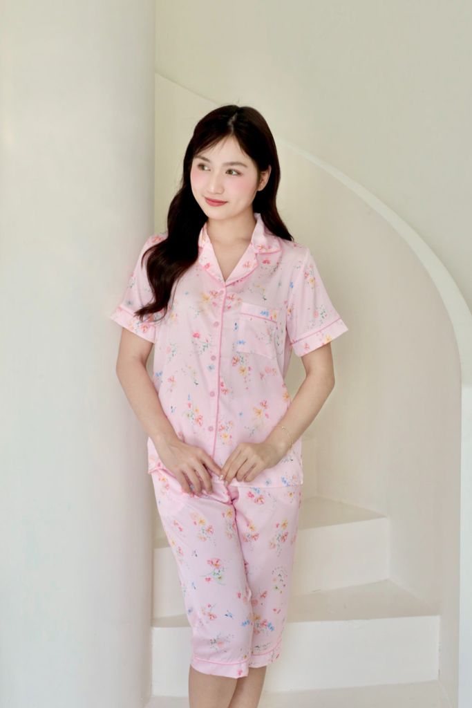 Pijama lụa Latin TNQL - Petal Pink