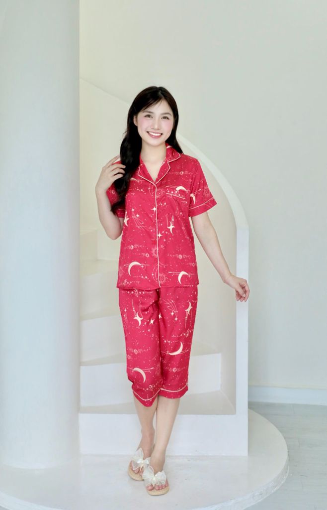 Pijama lụa Latin TNQL - Stardust Red