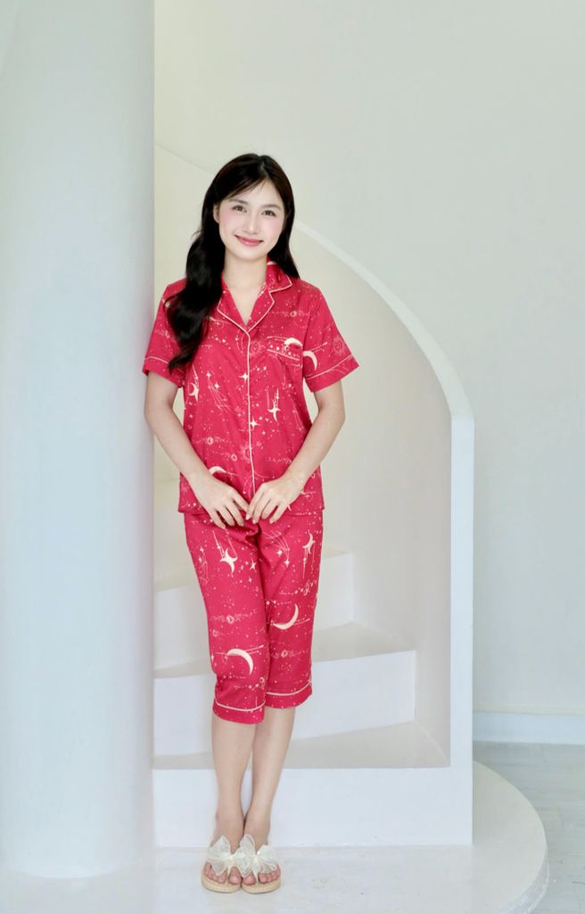 Pijama lụa Latin TNQL - Stardust Red