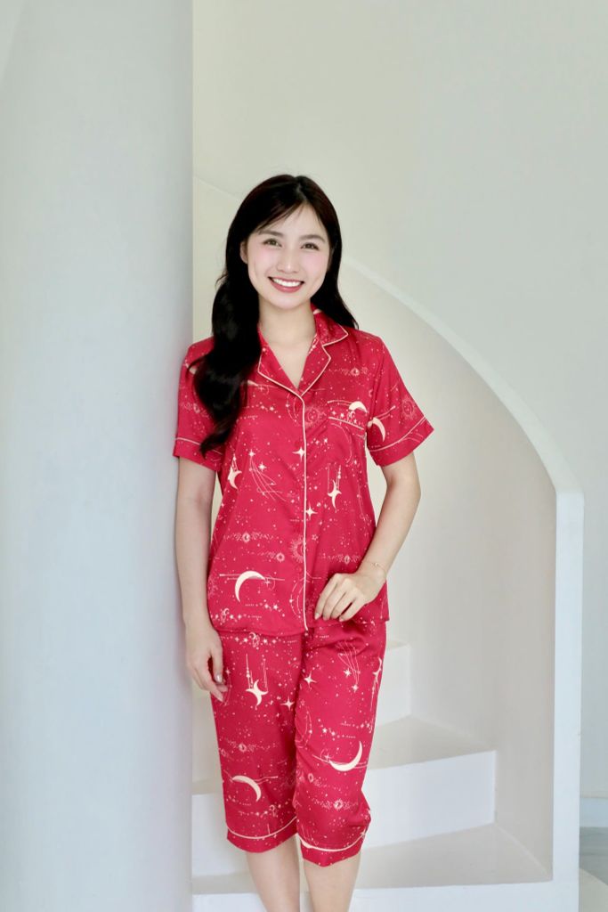 Pijama lụa Latin TNQL - Stardust Red