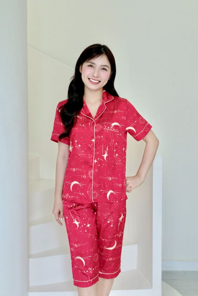 Pijama lụa Latin TNQL - Stardust Red