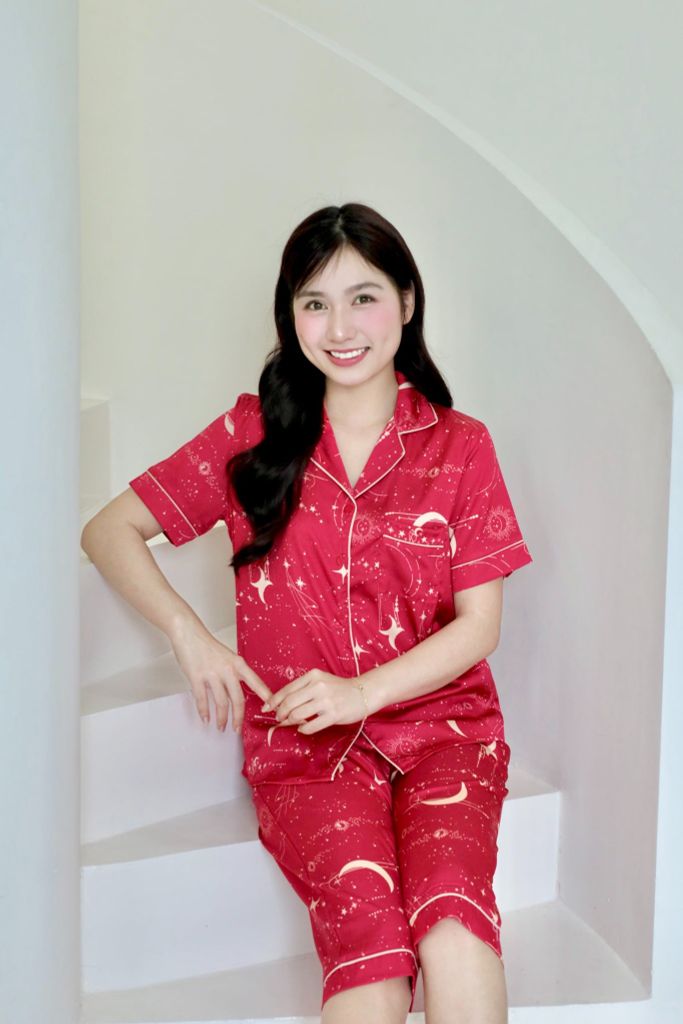 Pijama lụa Latin TNQL - Stardust Red