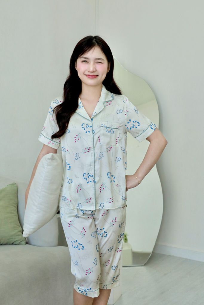 Pijama lụa Latin TNQL - Vine Ivory