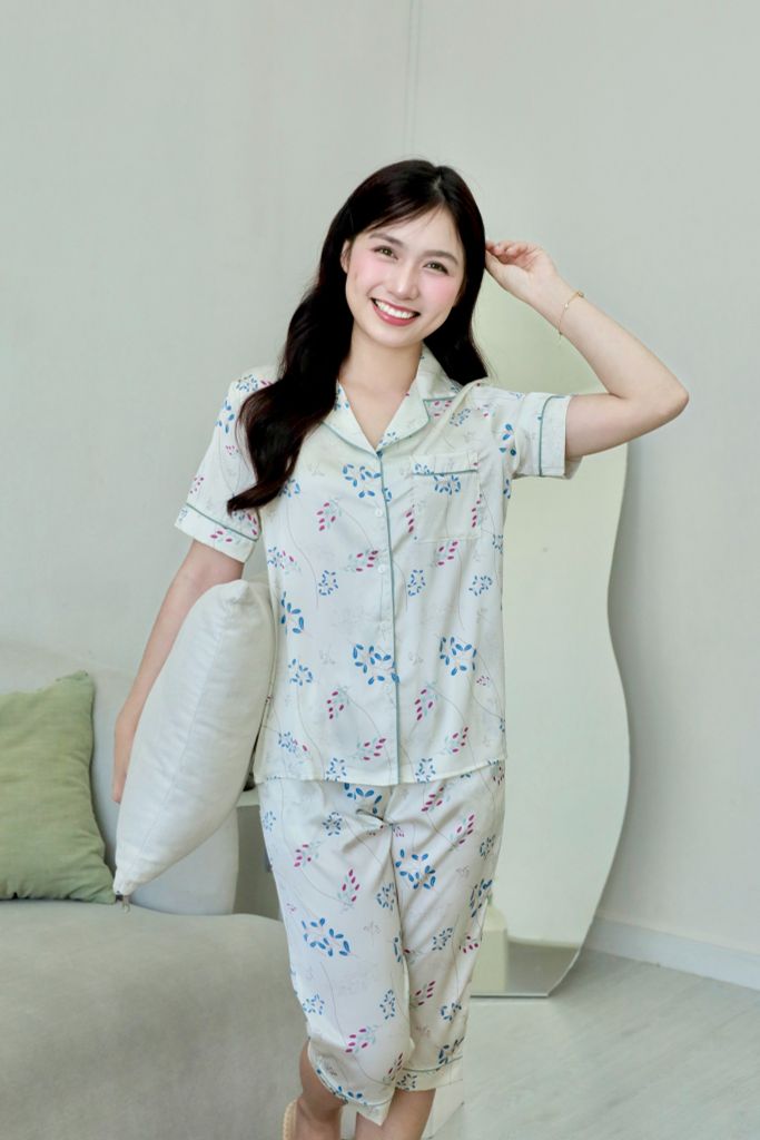 Pijama lụa Latin TNQL - Vine Ivory