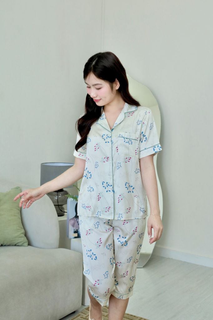 Pijama lụa Latin TNQL - Vine Ivory