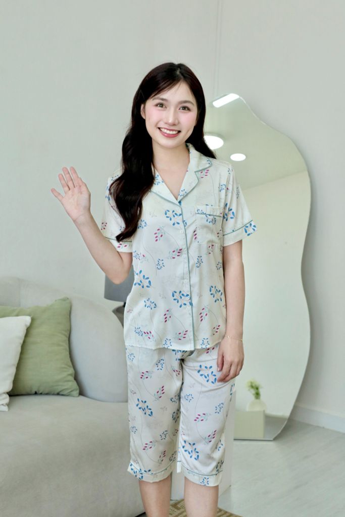 Pijama lụa Latin TNQL - Vine Ivory