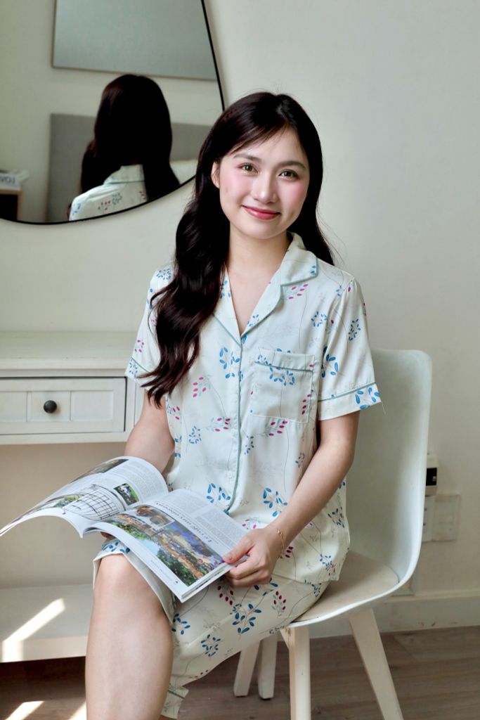 Pijama lụa Latin TNQL - Vine Ivory