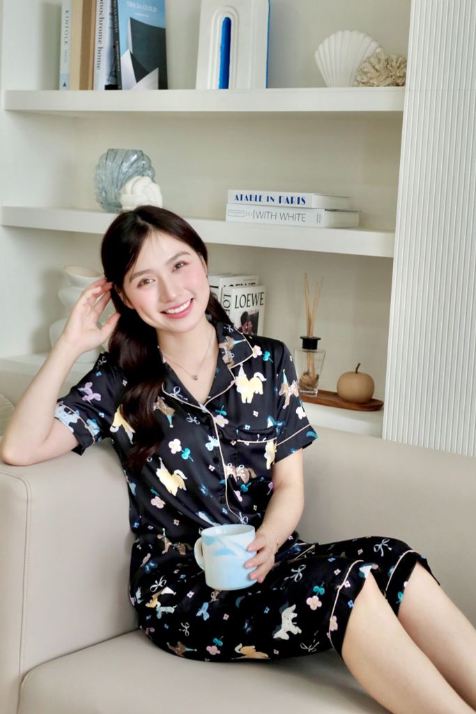 Pijama lụa Latin TNQL - Aurora Black