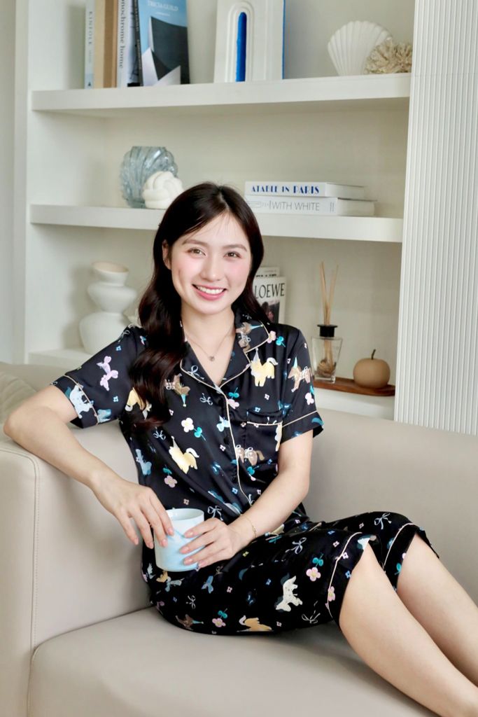 Pijama lụa Latin TNQL - Aurora Black