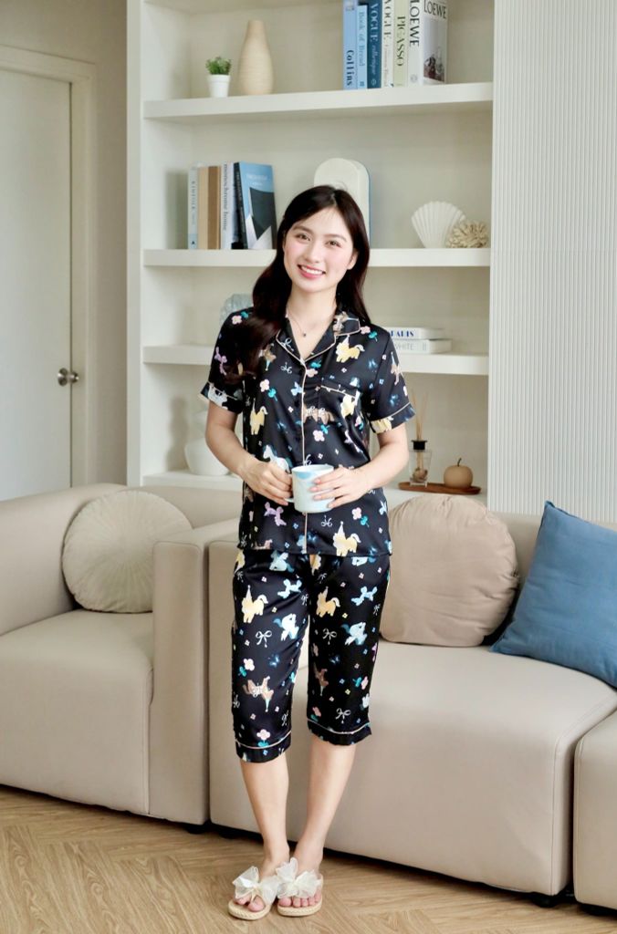 Pijama lụa Latin TNQL - Aurora Black