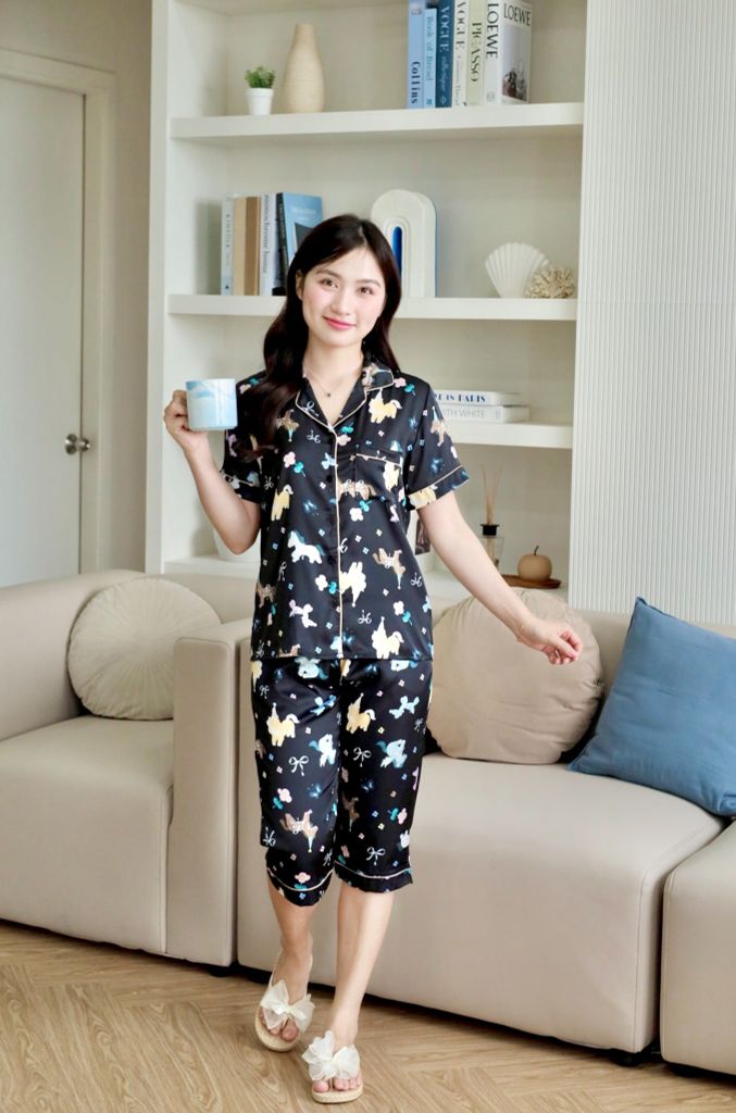 Pijama lụa Latin TNQL - Aurora Black