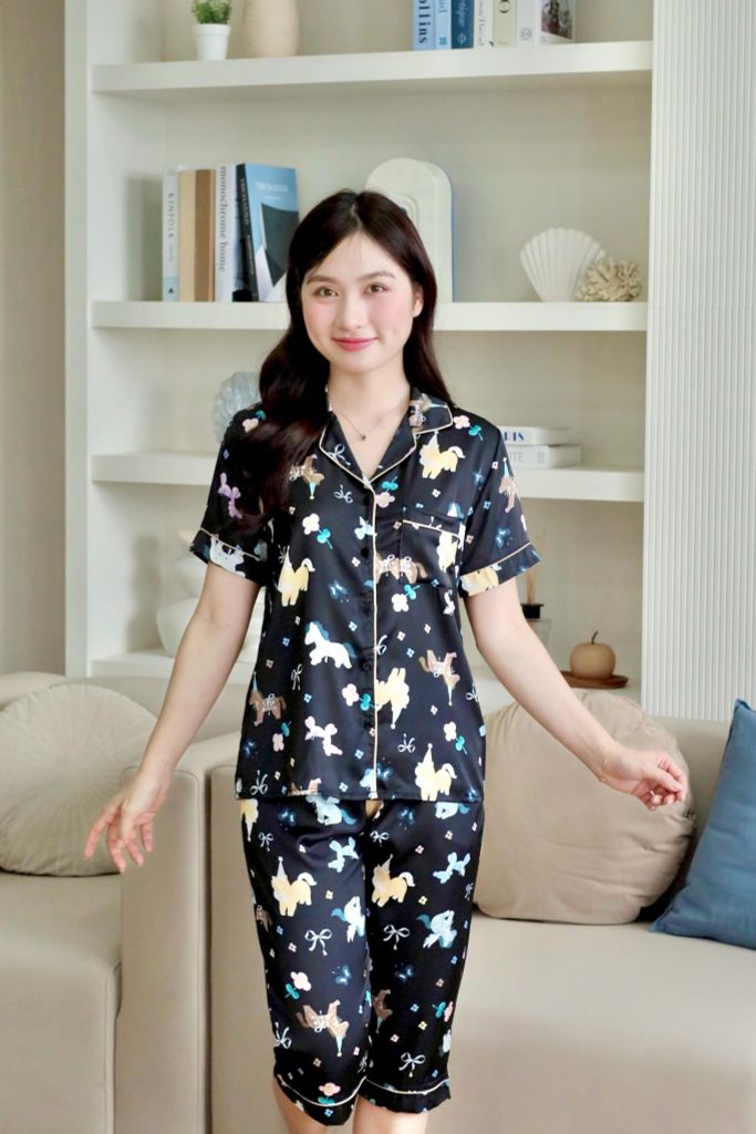 Pijama lụa Latin TNQL - Aurora Black