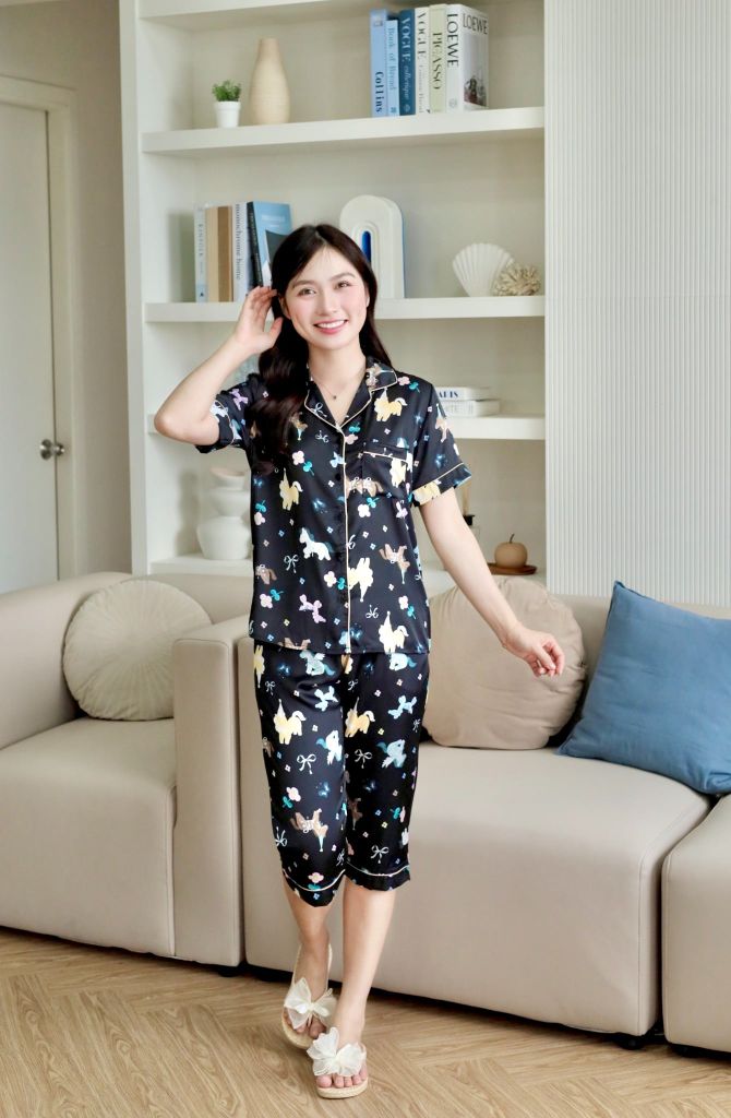 Pijama lụa Latin TNQL - Aurora Black