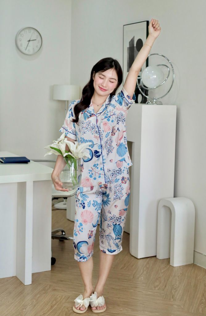 Pijama lụa Latin TNQL - Meadow White