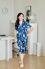 Pijama lụa Latin TNQL - Orbit Dark Blue