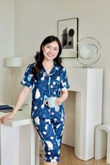 Pijama lụa Latin TNQL - Orbit Dark Blue