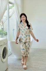 Pijama lụa Latin TNQL - Flutter Cream