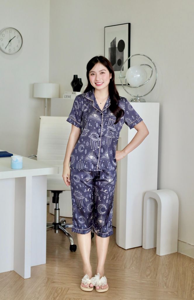 Pijama lụa Latin TNQL - Mystic Dark Gray