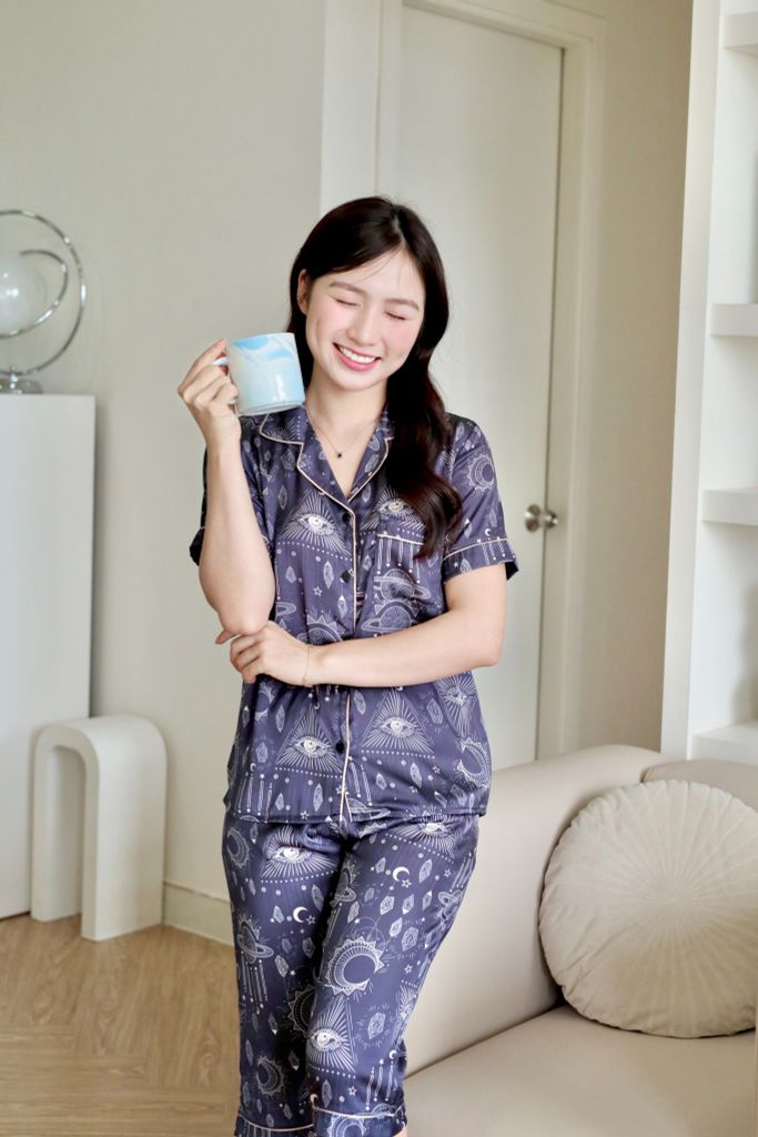 Pijama lụa Latin TNQL - Mystic Dark Gray
