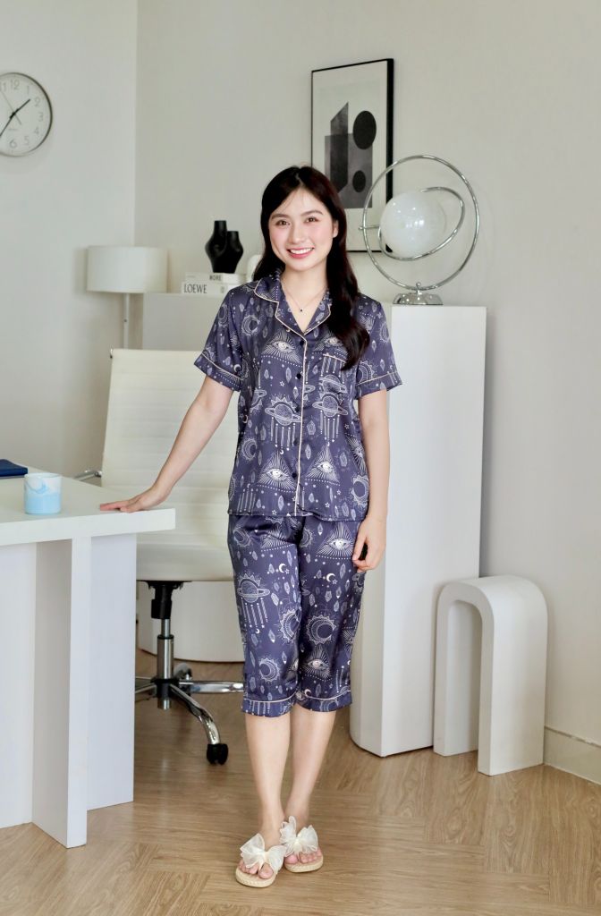 Pijama lụa Latin TNQL - Mystic Dark Gray