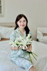 Pijama lụa Latin TNQL - Feather Olive
