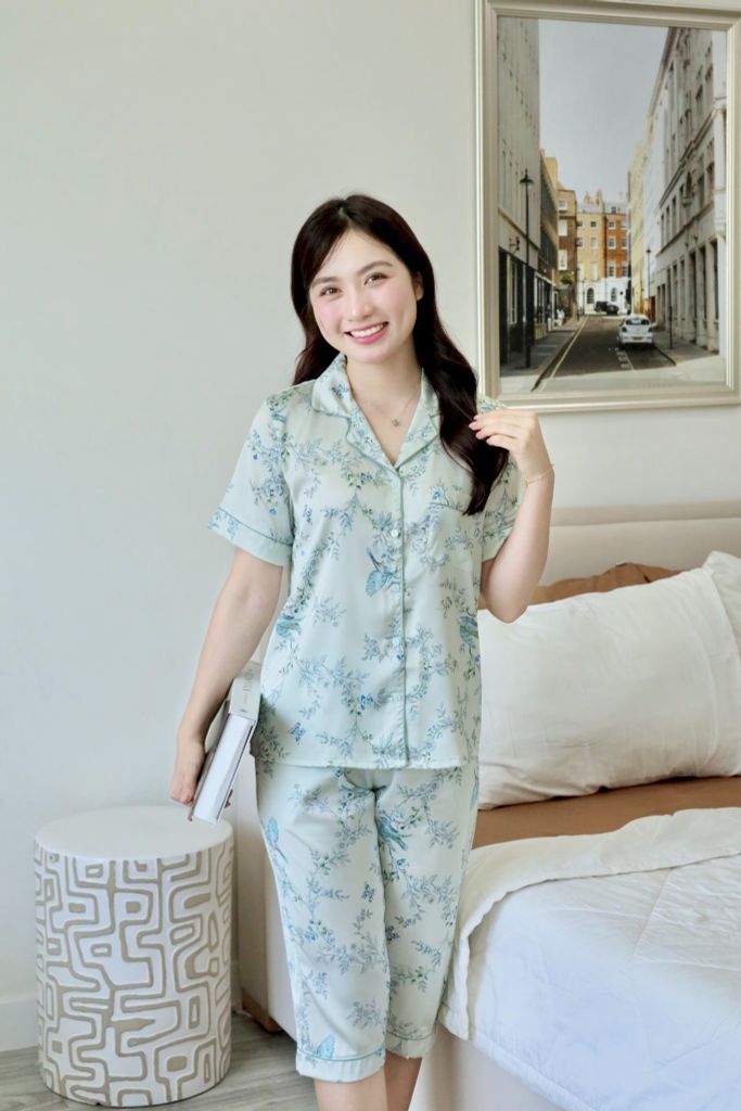 Pijama lụa Latin TNQL - Feather Olive