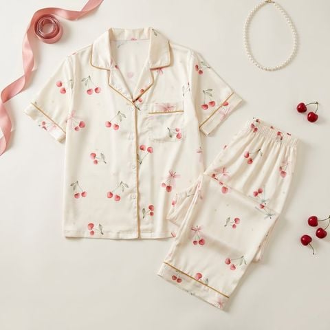 Pijama Lụa Latin TNQL - Cherry Cream