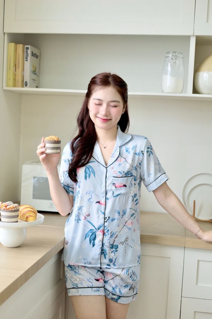Bộ đồ ngủ Satino TNQN - Parrot Blue Gray