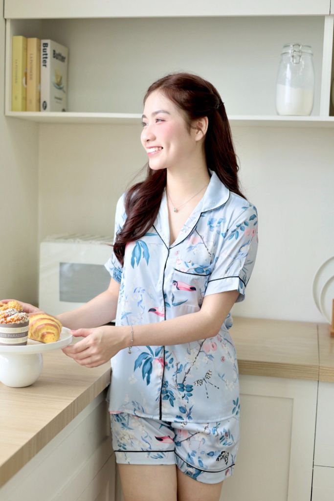Bộ đồ ngủ Satino TNQN - Parrot Blue Gray